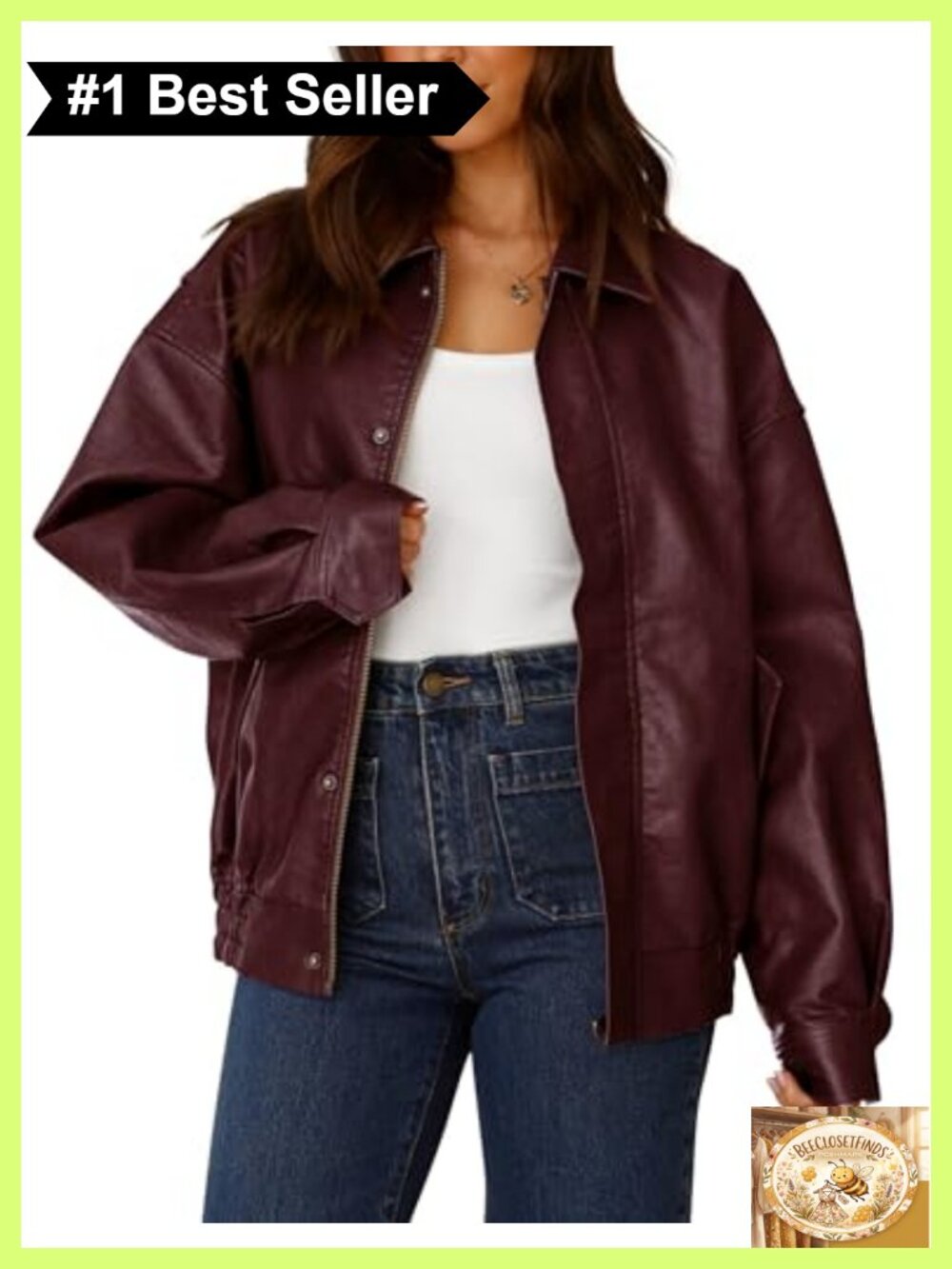 Faux Leather Motorcycle Jacket Oversized Zip Up Moto Biker Coat
